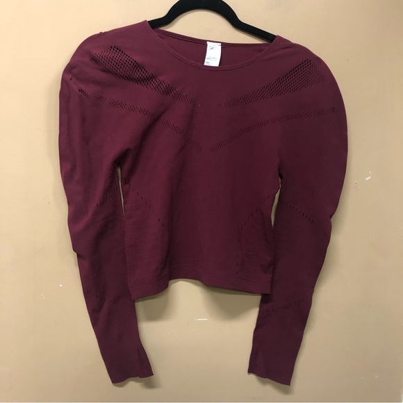 Fabletics Sarah SculptKnit Long-Sleeve Top Maroon Size L - Picture 1 of 7